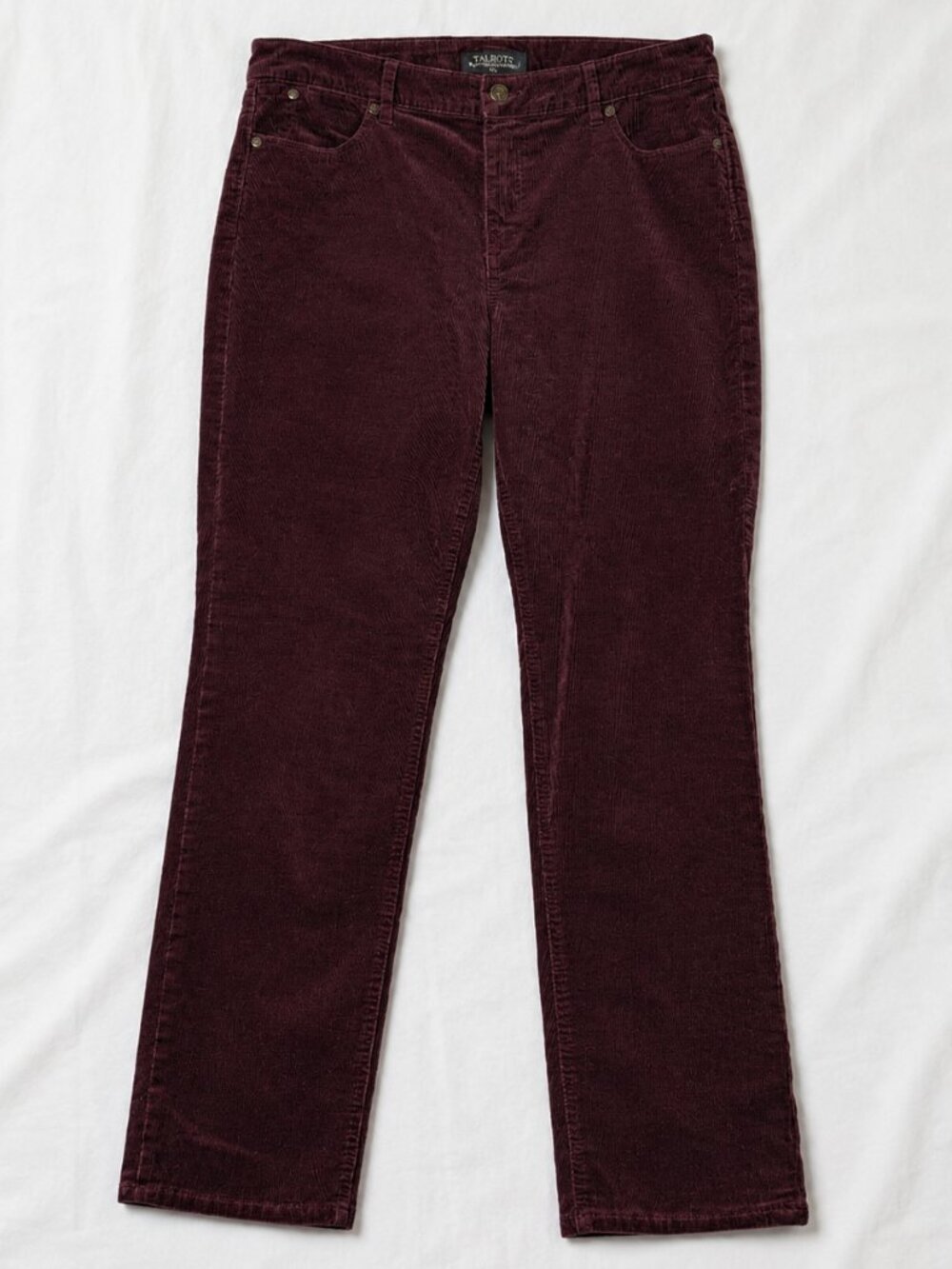 Talbots Petites Burgundy Corduroy Straight Leg Pants Flawless Five Pocket 10p
